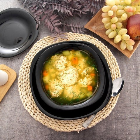 Talerz obiadowy głęboki szklany czarny LUNA 21.5cm 650ml ORION 129548