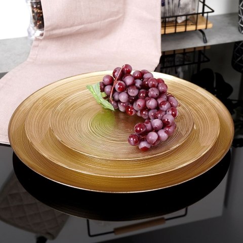 Talerz obiadowy płytki szklany złoty 28cm VILDE 139266