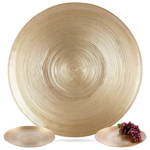 Talerz obiadowy płytki szklany złoty 28cm VILDE 139266