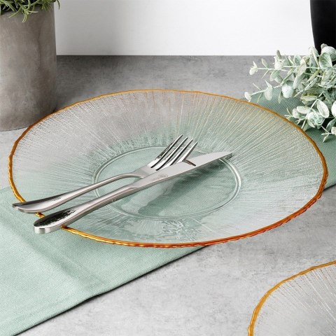 Talerz obiadowy płytki szklany złoty 28cm VILDE 139721