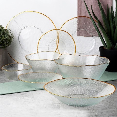 Talerz obiadowy płytki szklany złoty 28cm VILDE 139721