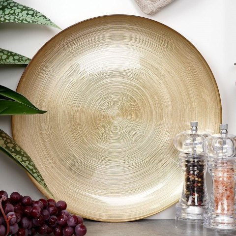 Talerz obiadowy płytki szklany złoty 32.5cm VILDE 139267