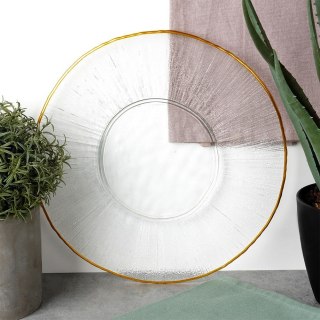 Talerz obiadowy płytki szklany złoty patera 30cm VILDE 139722