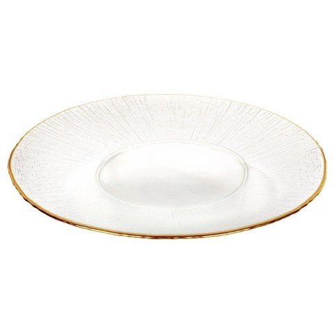 Talerz obiadowy płytki szklany złoty patera 30cm VILDE 139722