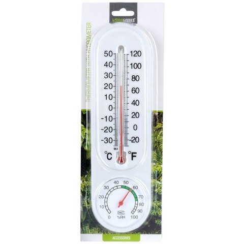 Termometr z higrometrem zewnętrzny i wewnętrzny analogowy biały PROGARDEN 569593
