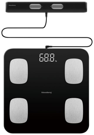 WAGA ŁAZIENKOWA Z POMIAREM TKANKI TŁUSZCZOWEJ I SKŁADU CIAŁA, SMART, BT, KLAUSBERG KB-7852 CZARNA