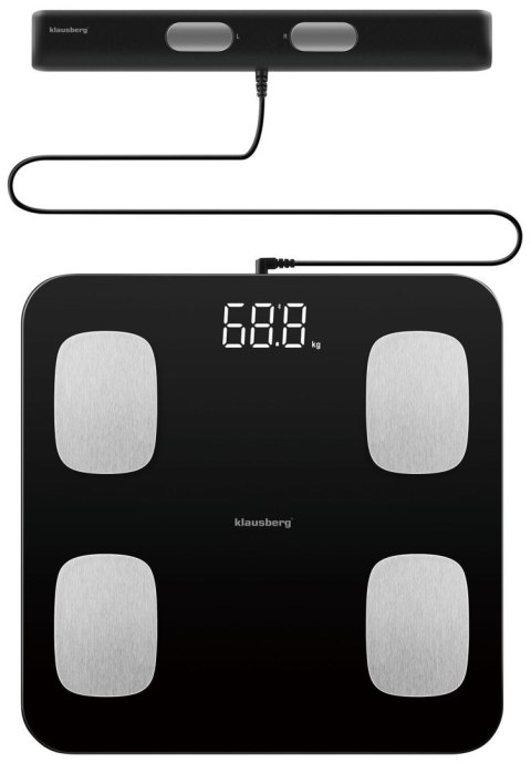 WAGA ŁAZIENKOWA Z POMIAREM TKANKI TŁUSZCZOWEJ I SKŁADU CIAŁA, SMART, BT, KLAUSBERG KB-7852 CZARNA