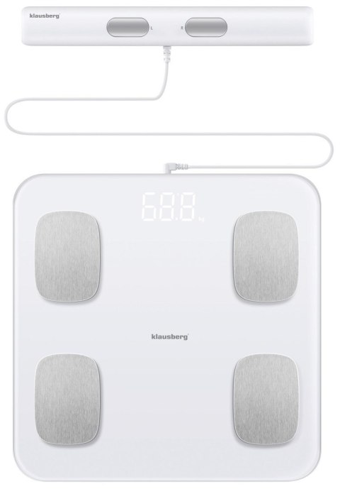 WAGA ŁAZIENKOWA Z POMIAREM TKANKI TŁUSZCZOWEJ I SKŁADU CIAŁA, SMART, BT, KLAUSBERG KB-7853 BIAŁA