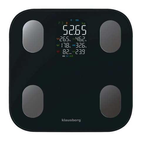 WAGA ŁAZIENKOWA Z POMIAREM TKANKI TŁUSZCZOWEJ I SKŁADU CIAŁA, SMART, BT, KLAUSBERG KB-7854 CZARNA