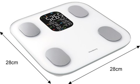 WAGA ŁAZIENKOWA Z POMIAREM TKANKI TŁUSZCZOWEJ I SKŁADU CIAŁA, SMART, BT, KLAUSBERG KB-7855 BIAŁA