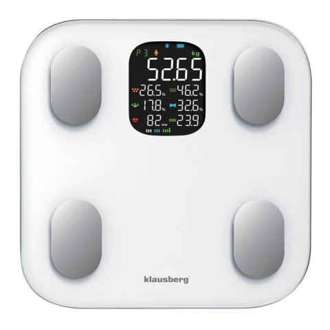 WAGA ŁAZIENKOWA Z POMIAREM TKANKI TŁUSZCZOWEJ I SKŁADU CIAŁA, SMART, BT, KLAUSBERG KB-7855 BIAŁA