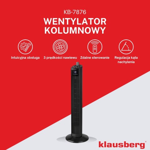 WENTYLATOR KOLUMNOWY PODŁOGOWY Z PILOTEM 55W KLAUSBERG KB-7876