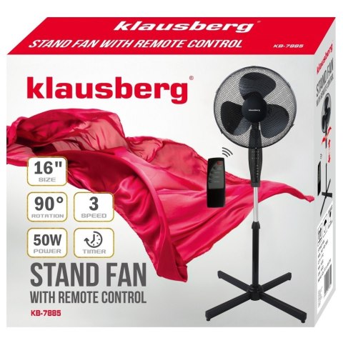 WENTYLATOR PODŁOGOWY Z PILOTEM I TIMEREM 40CM 50W KLAUSBERG KB-7885