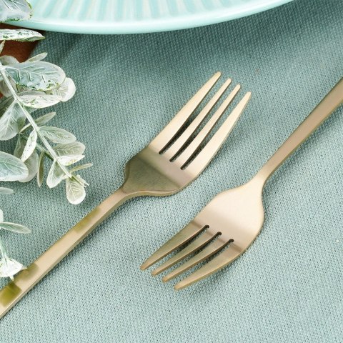 WIDELCZYKI DESEROWE DO CIASTA PRZEKĄSEK STALOWE ZŁOTE 4-ELE SATYNA EXCELLENT HOUSEWARE 139768