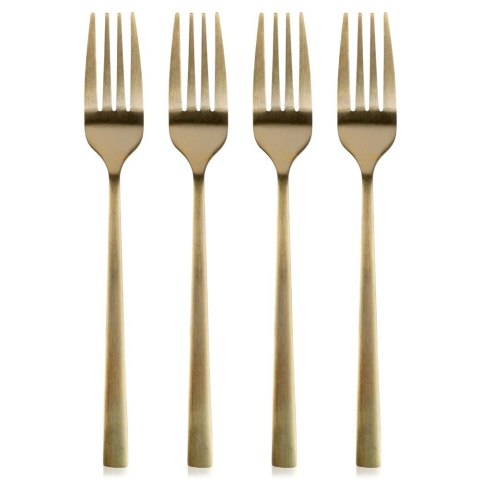 WIDELCZYKI DESEROWE DO CIASTA PRZEKĄSEK STALOWE ZŁOTE 4-ELE SATYNA EXCELLENT HOUSEWARE 139768