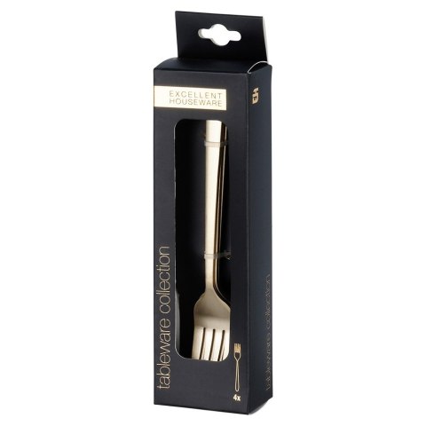 WIDELCZYKI DESEROWE DO CIASTA PRZEKĄSEK STALOWE ZŁOTE 4-ELE SATYNA EXCELLENT HOUSEWARE 139768