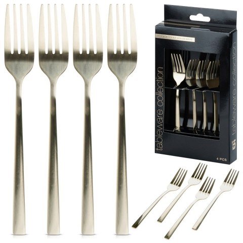 WIDELCZYKI DESEROWE DO CIASTA PRZEKĄSEK STALOWE ZŁOTE 4-ELE SATYNOWE EXCELLENT HOUSEWARE 139745