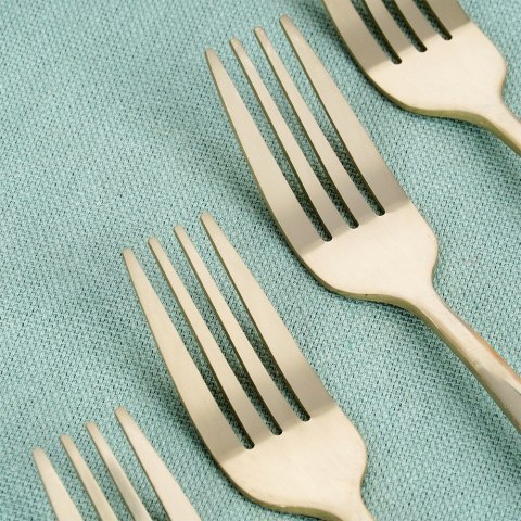 WIDELCZYKI DESEROWE DO CIASTA PRZEKĄSEK STALOWE ZŁOTE 4-ELE SATYNOWE EXCELLENT HOUSEWARE 139745