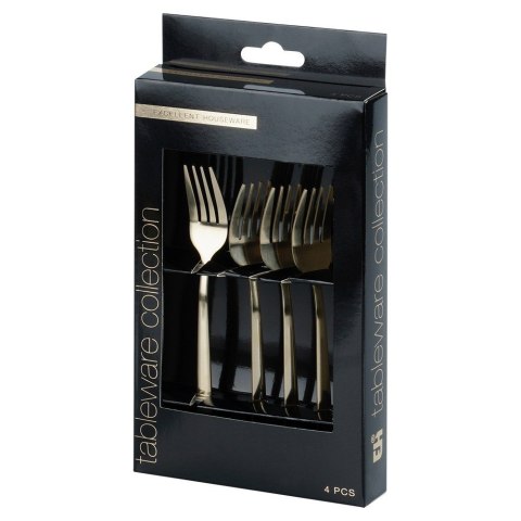 WIDELCZYKI DESEROWE DO CIASTA PRZEKĄSEK STALOWE ZŁOTE 4-ELE SATYNOWE EXCELLENT HOUSEWARE 139745