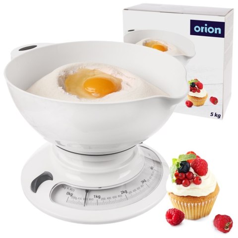Waga kuchenna mechaniczna z misą miską biała 5kg ORION 131813