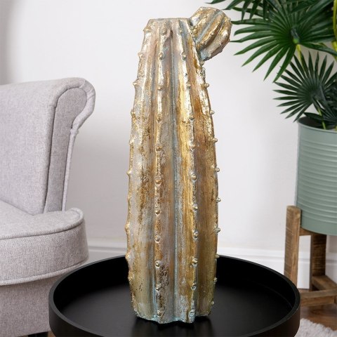 Wazon na kwiaty wysoki cementowy złoty kaktus 47.5cm VILDE 569930