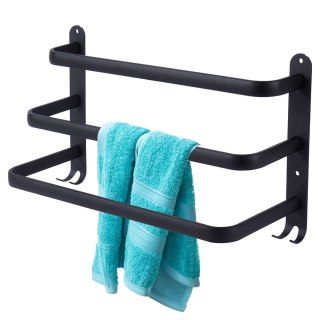 Wieszak ścienny na ręczniki uchwyt do wieszania METALOWY czarny 40cm VILDE 569705