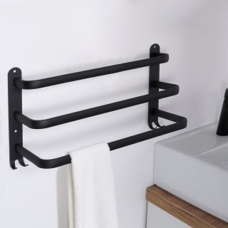 Wieszak ścienny na ręczniki uchwyt do wieszania METALOWY czarny 40cm VILDE 569705