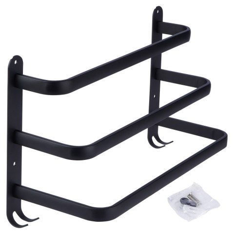 Wieszak ścienny na ręczniki uchwyt do wieszania METALOWY czarny 40cm VILDE 569705