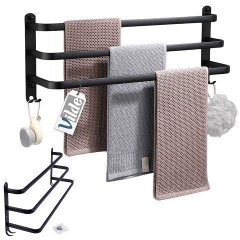 Wieszak ścienny na ręczniki uchwyt do wieszania METALOWY czarny 60cm VILDE 569707