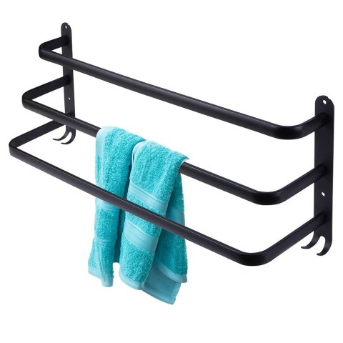 Wieszak ścienny na ręczniki uchwyt do wieszania METALOWY czarny 60cm VILDE 569707