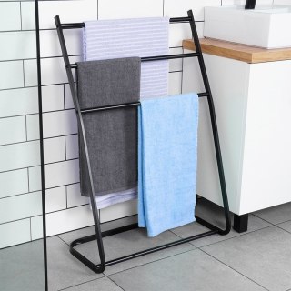 Wieszak stojak na ręczniki łazienkowe stojący uchwyt metalowy czarny VILDE 568019