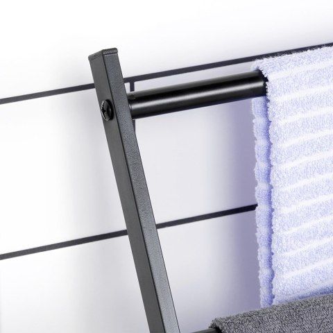 Wieszak stojak na ręczniki łazienkowe stojący uchwyt metalowy czarny VILDE 568019