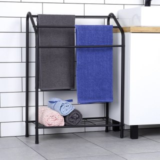 Wieszak stojak na ręczniki łazienkowe stojący uchwyt metalowy czarny VILDE 569823
