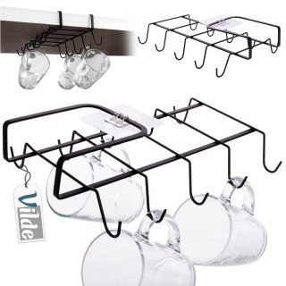 Wieszak uchwyt na kubki filiżanki organizer metalowy czarny VILDE 229092