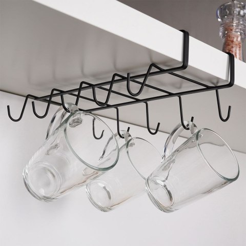 Wieszak uchwyt na kubki filiżanki organizer metalowy czarny VILDE 229092