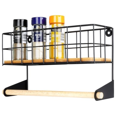 Wieszak uchwyt na ręcznik kuchenny ścienny półka kuchenna czarny VILDE 229060