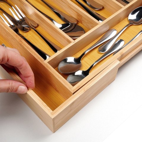 Wkład na sztućce do szuflady szuflad organizer rozsuwany bambusowy 35.5-54.5x45.5cm VILDE 229200