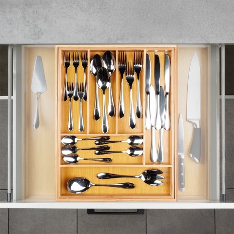 Wkład na sztućce do szuflady szuflad organizer rozsuwany bambusowy 35.5-54.5x45.5cm VILDE 229200