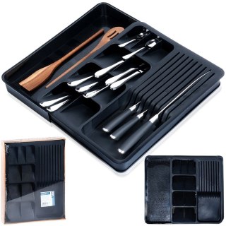Wkład na sztućce do szuflady szuflad organizer rozsuwany czarny 40x31cm VILDE 229145