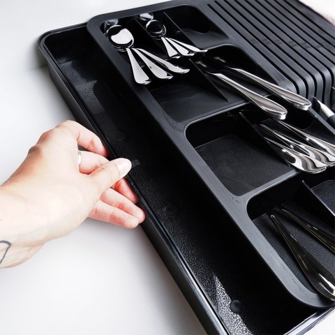 Wkład na sztućce do szuflady szuflad organizer rozsuwany czarny 40x31cm VILDE 229145