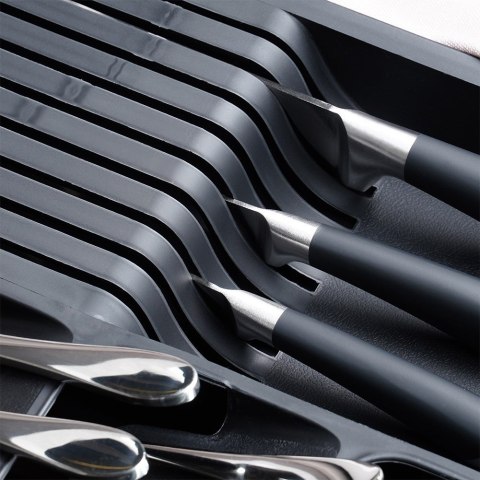 Wkład na sztućce do szuflady szuflad organizer rozsuwany czarny 40x31cm VILDE 229145