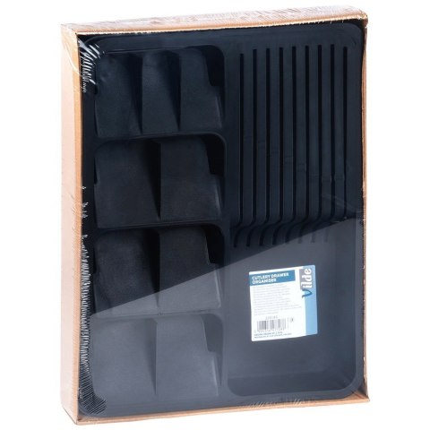 Wkład na sztućce do szuflady szuflad organizer rozsuwany czarny 40x31cm VILDE 229145
