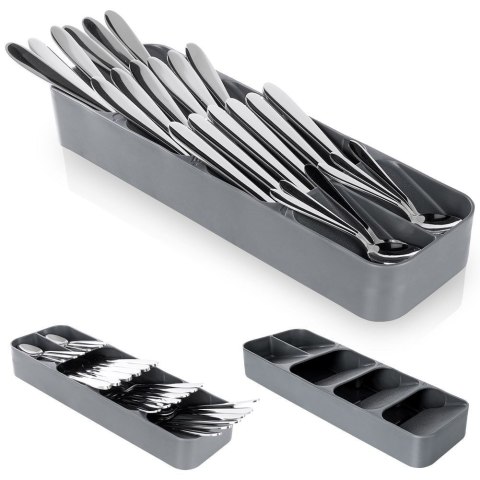 Wkład na sztućce do szuflady szuflad organizer szary 39x11.5cm VILDE 229010-S
