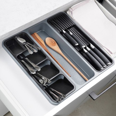 Wkład na sztućce do szuflady szuflad organizer z tworzywa szary 40x40cm ORION 150750