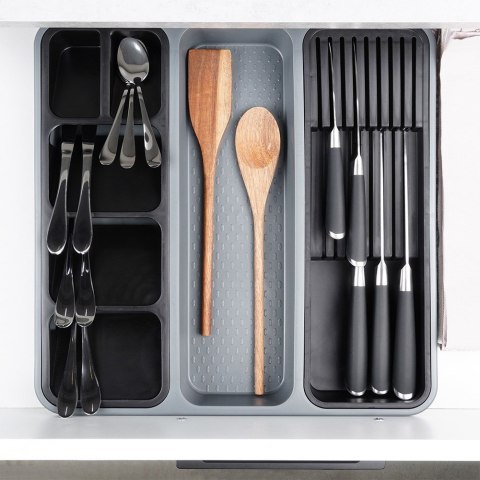 Wkład na sztućce do szuflady szuflad organizer z tworzywa szary 40x40cm ORION 150750