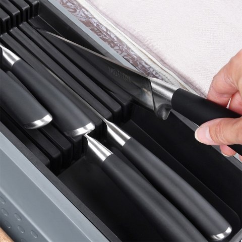 Wkład na sztućce do szuflady szuflad organizer z tworzywa szary 40x40cm ORION 150750