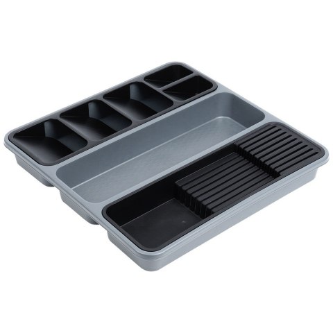 Wkład na sztućce do szuflady szuflad organizer z tworzywa szary 40x40cm ORION 150750