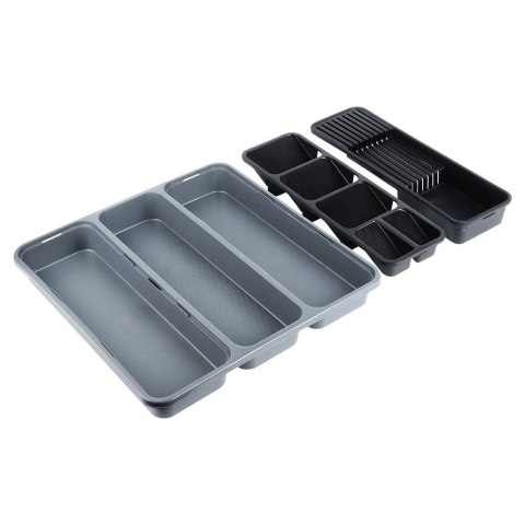 Wkład na sztućce do szuflady szuflad organizer z tworzywa szary 40x40cm ORION 150750