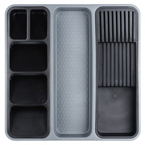 Wkład na sztućce do szuflady szuflad organizer z tworzywa szary 40x40cm ORION 150750