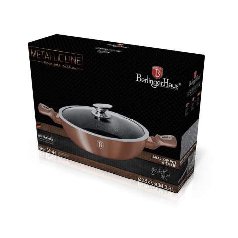 WOK GARNEK GRANITOWY 28cm 3.8L BERLINGER HAUS METALLIC LINE ROSE GOLD BH-1519N